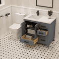 thumbnail image 6 of Ayna Decors Rooh 36 in Charcoal Grey Bathroom Vanity Set with White Quartz Countertop and Brass Faucet | Pop-Up Drain and P-Trap Included | Black Hardware, 6 of 10
