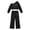 0-Black352, variant on Kiijoy Girls Outfits Bow Off Shoulder Cropped Sweatshirt Pants Clothes Set, Sizes 5-14