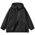 thumbnail image 6 of M-4X Mens Big & Tall Raincoats Plus Size Rain Jackets with Zipper Pockets and Hood Casual Long Sleeve Zip Up Solid Windbreaker Hiking Climbing Jacket, 6 of 8