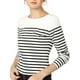 thumbnail image 1 of BLUSA CHIC PARA MUJER INSPIRE, TIRA A RAYAS, BLOQUE DE COLOR, MANGA LARGA, CAMISETA CASUAL, M NEGRO-BLANCO, 1 of 8