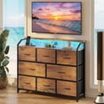 thumbnail image 3 of CONCETTA LED TV Stand Dresser, Fits TVs up to 45 Inches, LED Lights & Power Outlet, 8 Fabric Drawers Storage for Bedroom Living Room, Rustic Brown, 3 of 9