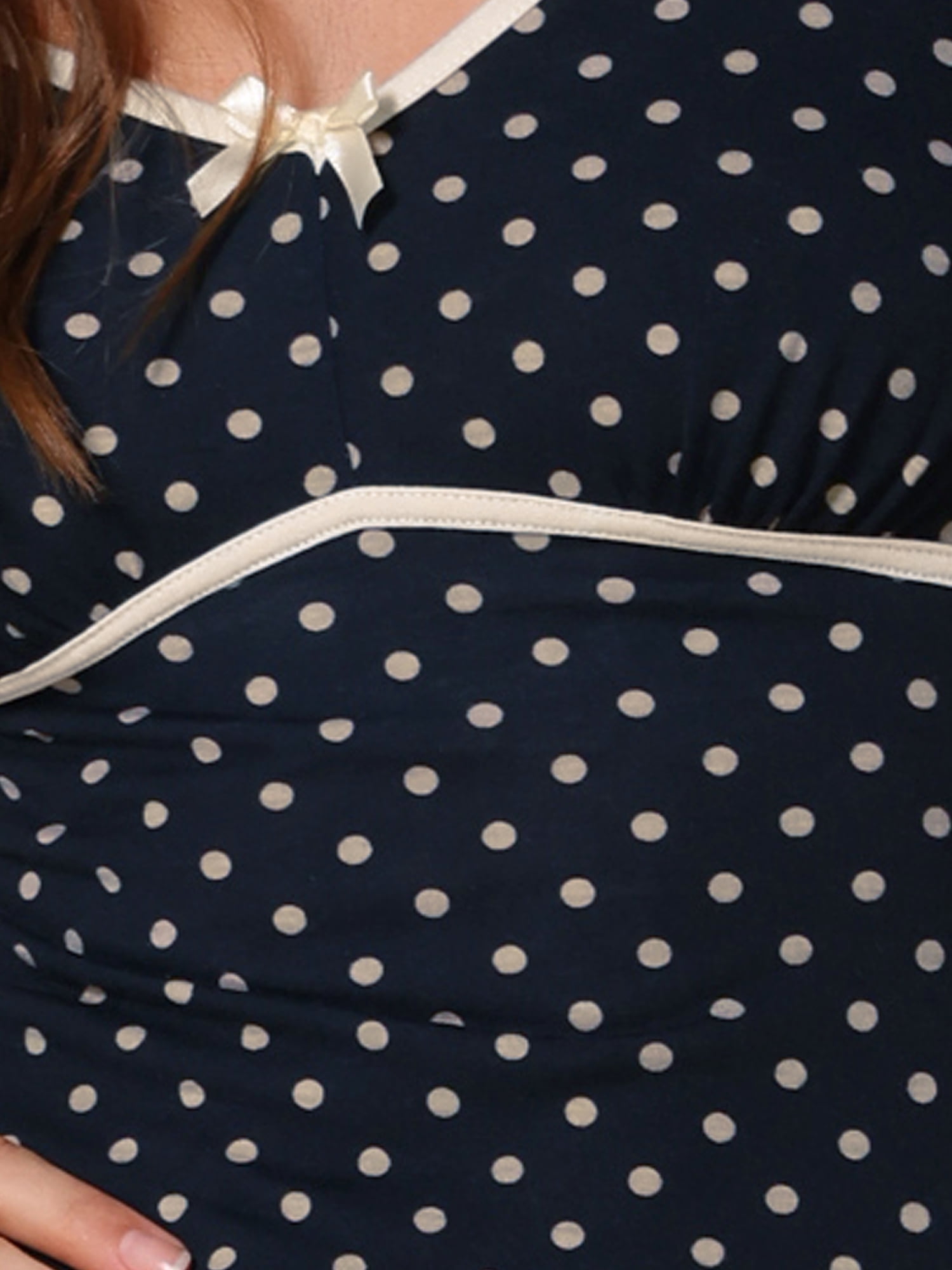 DARING DIVA Vintage Retro Classic Cap Sleeve Midi Polka Dot Dress M Dark Blue