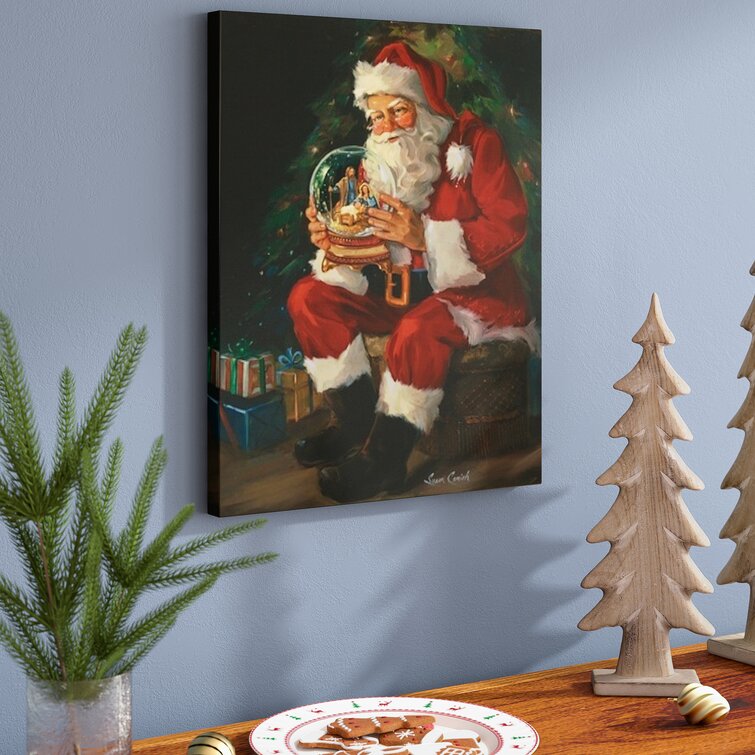 Santa Believes Canvas Print Poster Christmas Crystal Ball Canvas Art Prints Painting Picture