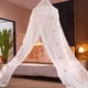 thumbnail image 5 of Cama de niña con cortinas, red de encaje redonda elegante, mosquiteros de cama de princesa, decoración para interiores y exteriores para niñas, niños, adultos, red de cama redonda, adecuada para tamañ, 5 of 8