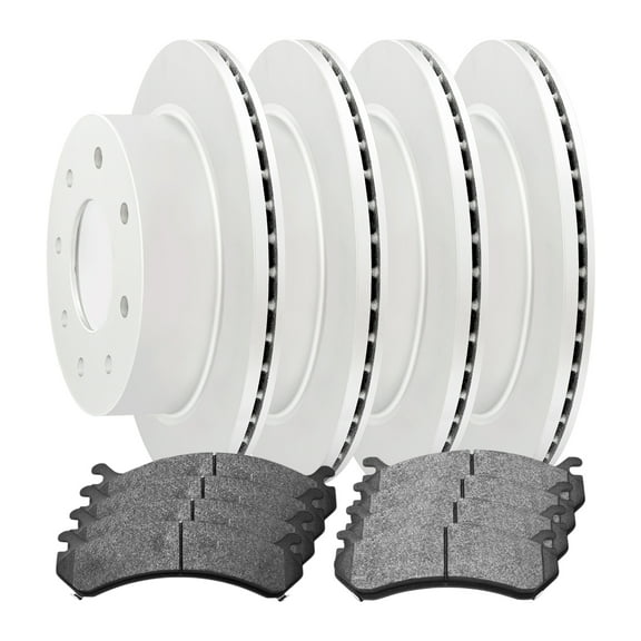 AutoShack Front & Rear Brake Rotors Ceramic Brake Pads | Replacement For GMC Yukon XL 2500 Sierra 2500 Chevrolet Silverado 2500 2008-2013 Suburban 2500 4WD | Coated | 12-PC Brake Kit | ArmorStop