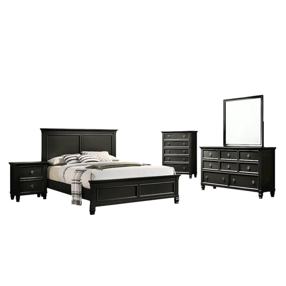 New Classic Furniture Tamarack 5-Piece Wood Queen Bedroom Set in Black
