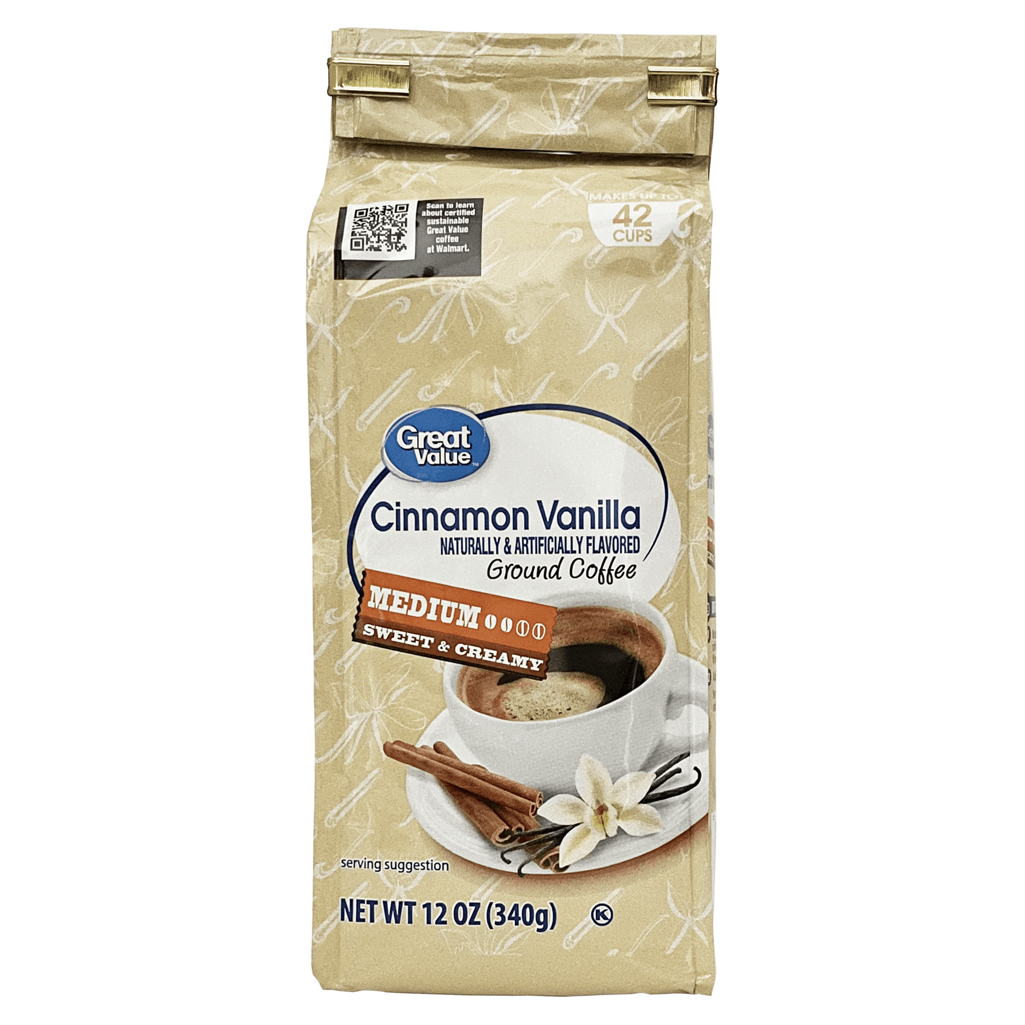 Great Value Cinnamon Vanilla Ground Coffee, 12 oz