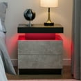 thumbnail image 4 of HLL LED Nightstand Bedside Drawer Led Cabinet LED Lights Modern End Side Table with 2 Drawers for Bedroom Grey, 4 of 12