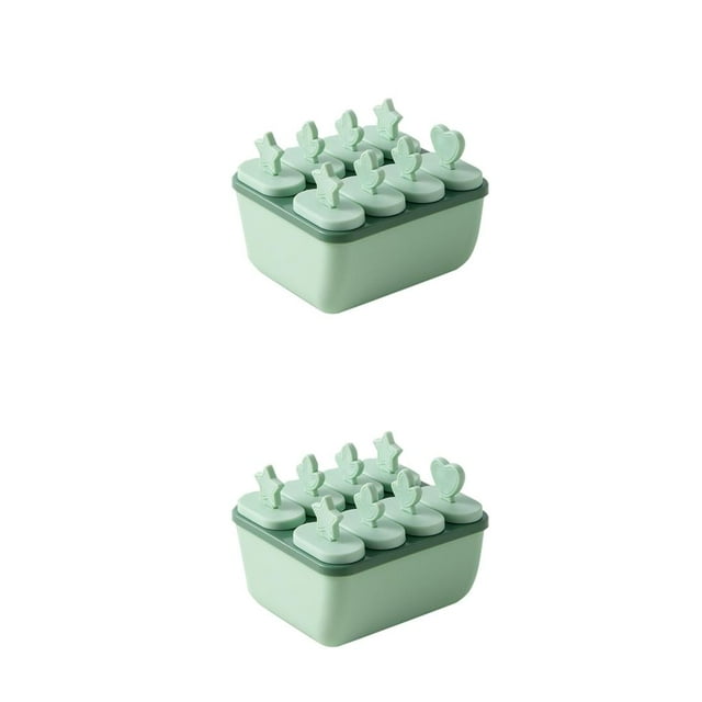 relayinert 8 Cells Round Shape Ice Cream Mold DIY Handmade Dessert Fruit Maker Reusable for Ice Cube Tray Home Ice Cream Maker green 2Set
