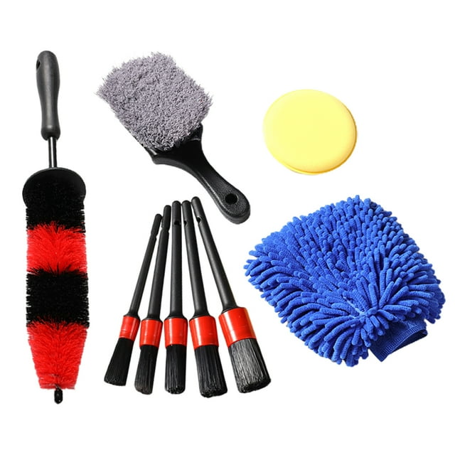 9pcs For Wheel Rim Universal Practical Truck Tire Ergonomic Car Detail Brush Set