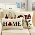 thumbnail image 4 of AVOIN colorlife Buffalo Plaid Believe Joyful Christmas Pillow Covers, 12 x 20 inch Rectangle Winter Red Holiday Cushion Case Farmhouse Style Decoration for Sofa Couch Set of 4, 4 of 7