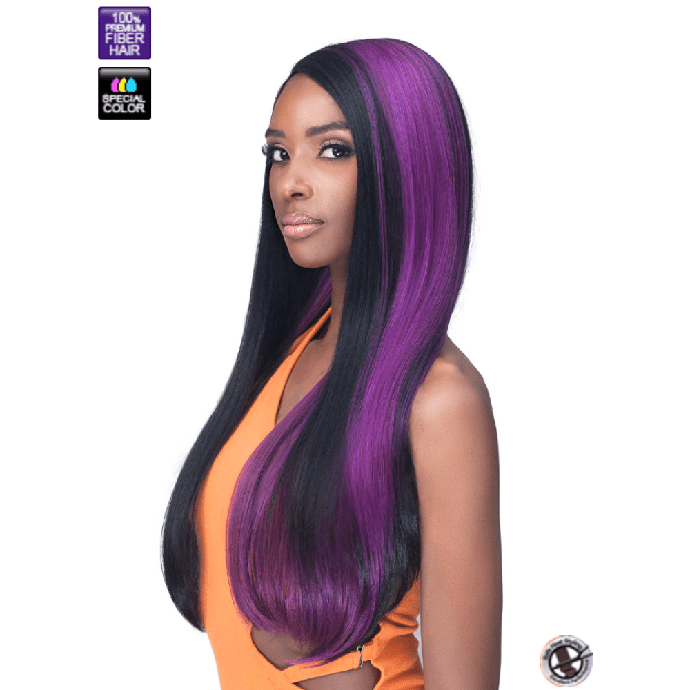 Bobbi Boss Emerson Premium Synthetic Swoop Part Boss Lace MLF648 Lace Wigs / Color: 2 - DARK BROWN