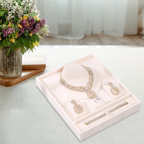 Bandeja de joyería Perfecl almacenamiento de joyas para collares anillos pulseras pendientes Beige