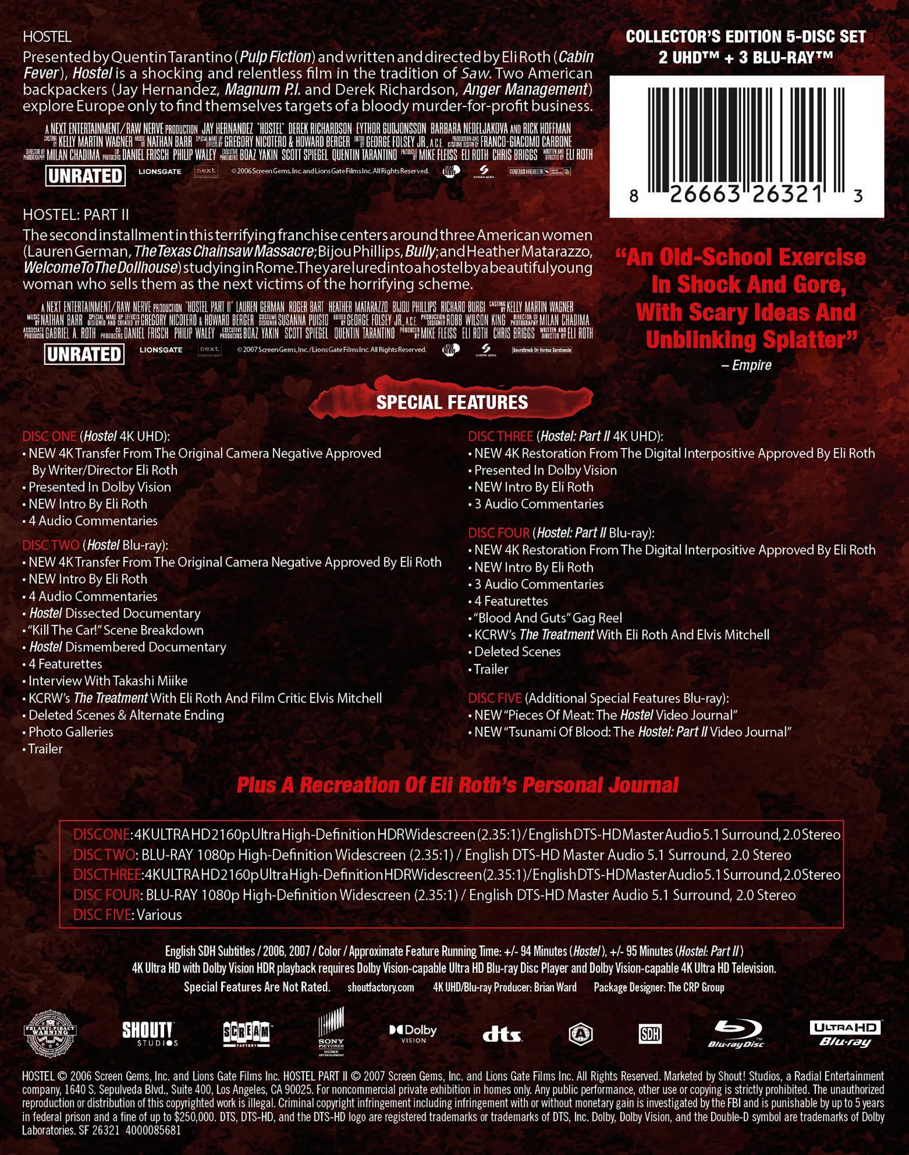 Hostel: Parts I & II (20th Anniversary Edition) (4K Ultra HD + Blu-ray), Horror, Radial Entertainment