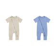 thumbnail image 1 of 2 Pack(Blue 1PCS & Khaki 1PCS) Multipack Summer Outfits Rompers Footless Pajamas Matching Mommy Outfits Zipper Short Sleeve Sleeper Jumpsuit, 1 of 9