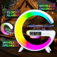 thumbnail image 5 of VIKEFON Bluetooth 5.3 Speaker with RGB Lights, 15W Wireless Charging Station for iPhone/Samsung/AirPods, Digital Alarm Clock with Temperature Display, 5 of 9