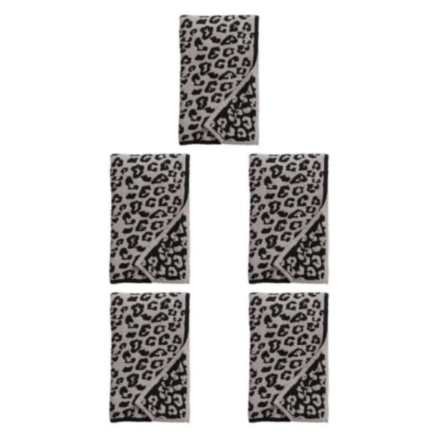 Justharion Chic Leopard Print Flannel Fleece Blanket Cozy and Stylish Sofa Throw gray 30x35in 5Set