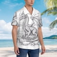 thumbnail image 2 of Cauagu Dragon Nest Sketch Print Hawaiian Shirt for Men,Casual Short Sleeve Button Down Shirts Summer Beach Men's Regular-Fit Short-Sleeve Print Shirt -X-Large, 2 of 6