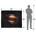 thumbnail image 2 of Superman Blanket, 50'x60' Man of Steel Grungy Shield Woven Tapestry Cotton Blend Fringed Throw, 2 of 5