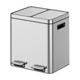 thumbnail image 3 of 8 Gallon (30L) Step Kitchen Trash Can, Dual Classified Compartment Garbage Can, Stainless Steel Rubbish Bin With Soft-Close Lid and Removable Inner Wastebasket for Kitchen, Home Office, 3 of 11