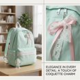 thumbnail image 4 of JKCCZLL Fabric Backpack Large Capacity Daily Bag with Faux Pearl Lace Bow Mint Green Pink Aesthetic Bookbag,Pink, 4 of 7
