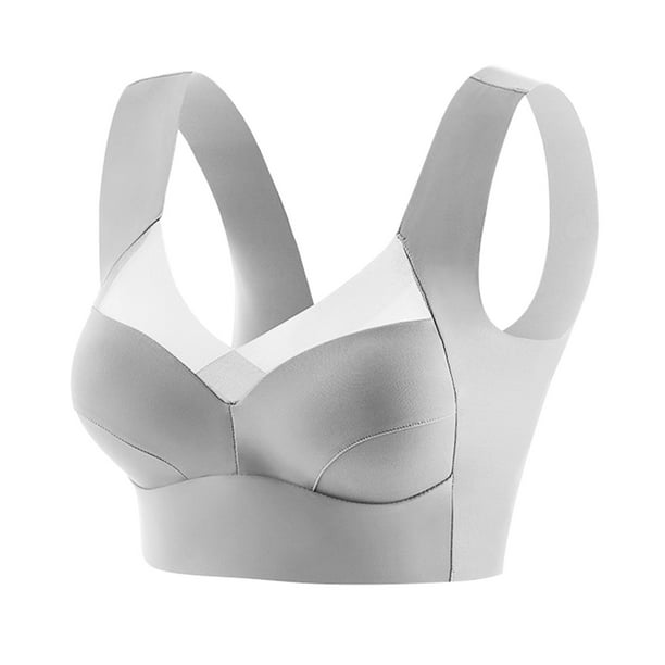 nsendm Female Underwear Adult Women Bras plus Size Women's Fixed Cup Ice  Silk Beautiful Back Gathered without Steel Ring Pack of Bras for  Women(Grey