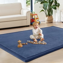 Teler Baby Play Mat for Floor, 1.18" Thick Foam 47"×47" Playmat, Ultra-Soft Plush Feel & Non-Slip Backing Safe for Infants, Toddlers Crawling, Navy Blue
