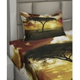 thumbnail image 2 of Ambesonne African Fitted & Top Sheet Set with Sham, Sunset in Savannah Animal, White Green Red, 2 of 4