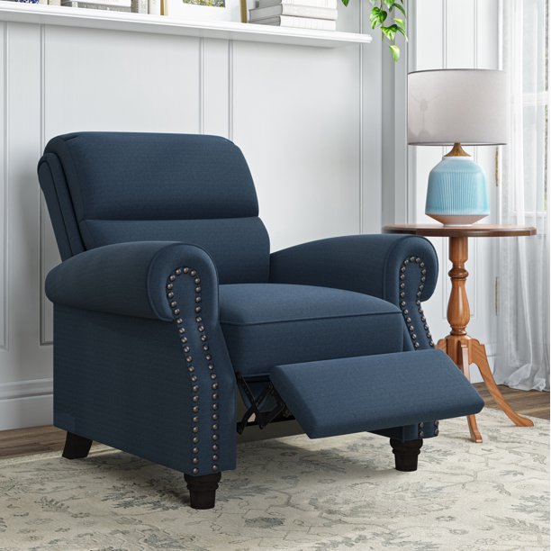 Homesvale Neahring 2Position Pushback Navy Blue Recliner Chair