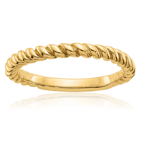 14K Solid Yellow Gold Twisted Wedding Band Woven Crisscross Statement Ring