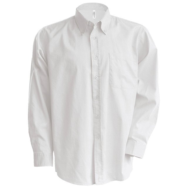 Kariban - Camisa manga larga Modelo Oxford Cuidado fácil (Tallas Grandes) Hombre caballero - Trabajo/Boda/Fiesta (Blanco)