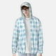 thumbnail image 2 of Fotbe Blue and White Squares Chaqueta con Protección Solar UPF 50+ para Hombre y Mujer, Camisa con Capucha y Bolsillos-Large, 2 of 7