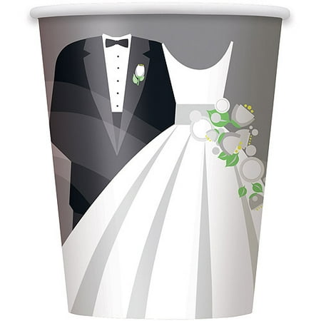 Silver Wedding Paper Cups, 9 oz, 8ct