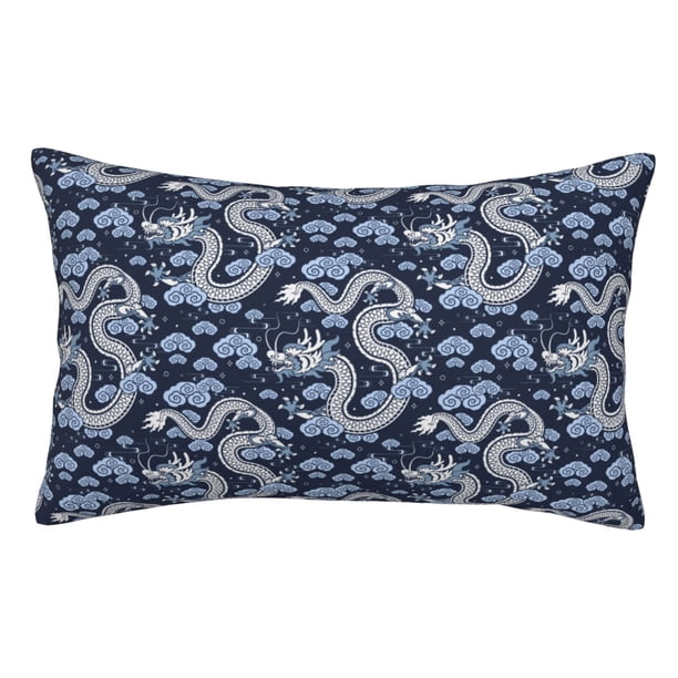 Fotbe Dragon Funda de Almohada Decorativa Estilo Occidental, Lujo en Algodón, Fundas para Almohadas King, Cojín Estampado para Decoración del Hogar-16"x24"