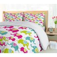 thumbnail image 5 of Ambesonne Animal Cartoon Duvet Cover Set, Joyous, 2-Calking, Green Blue Pink, 5 of 7
