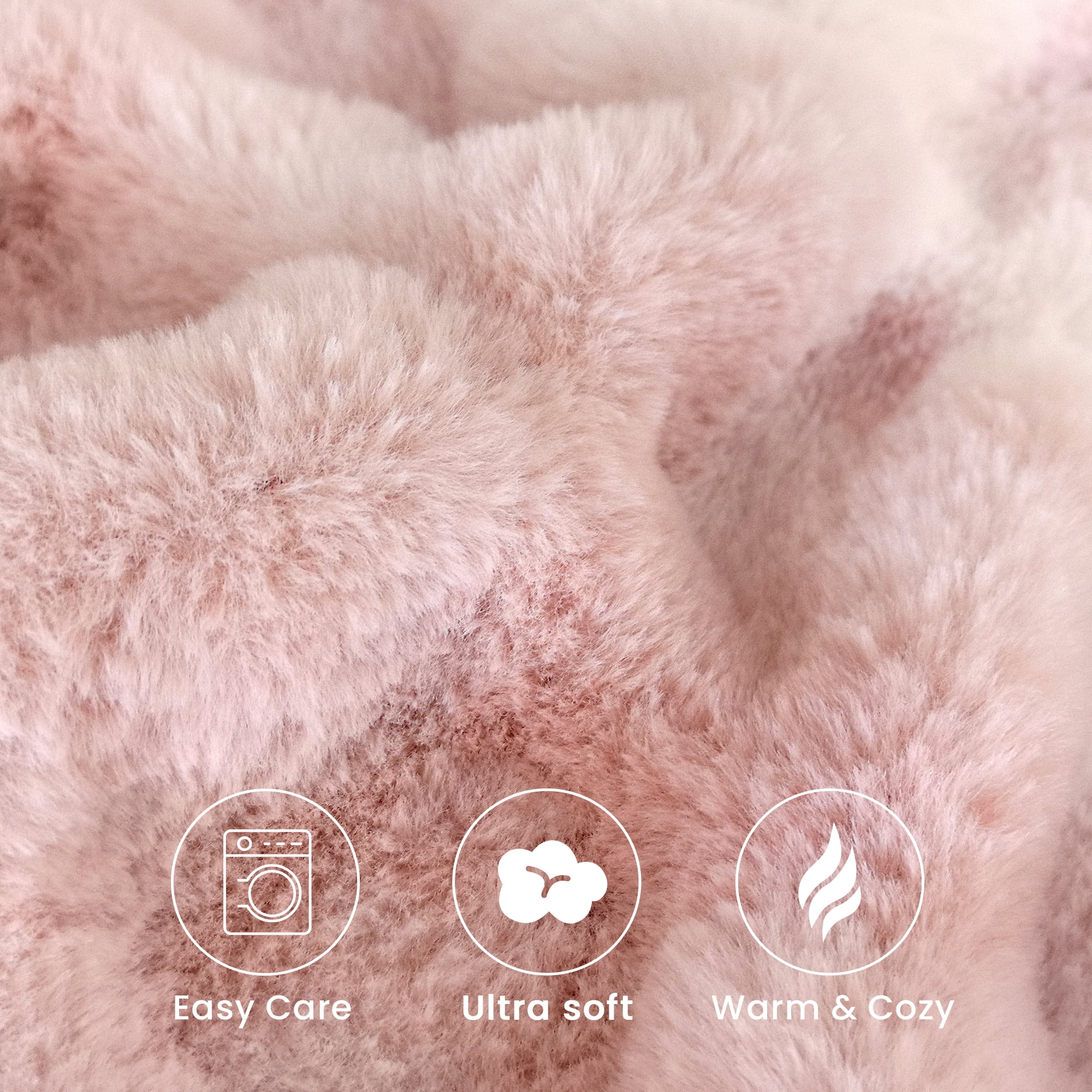 Blunique Faux Rabbit Fur Blankets and Throws Soft Cozy Throw Blanket Home Decor for Couch, Bed, Travel, 50x60 in,Pink