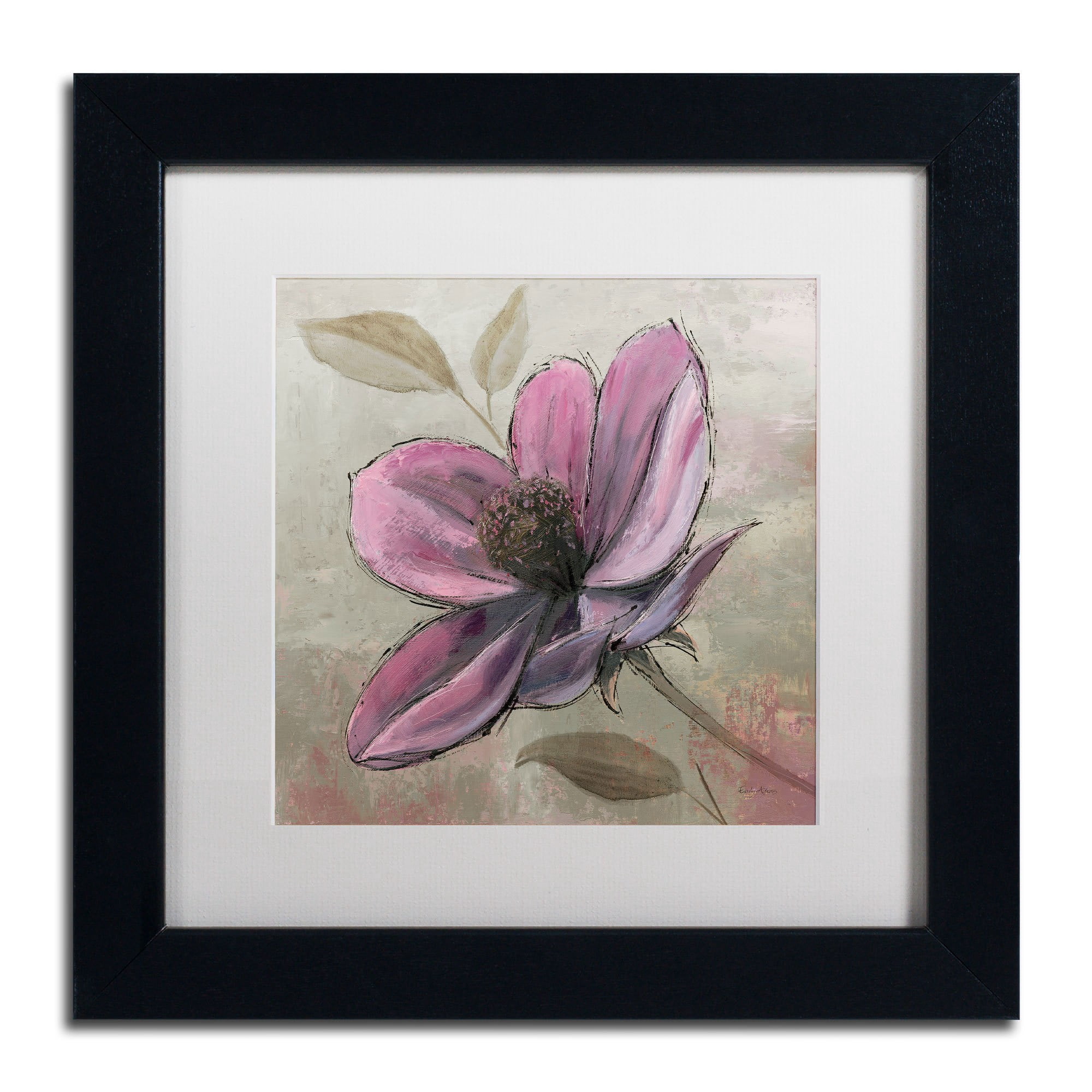 Trademark Fine Art "Plum Floral III" Canvas Art by Emily Adams, White Matte, Black Frame