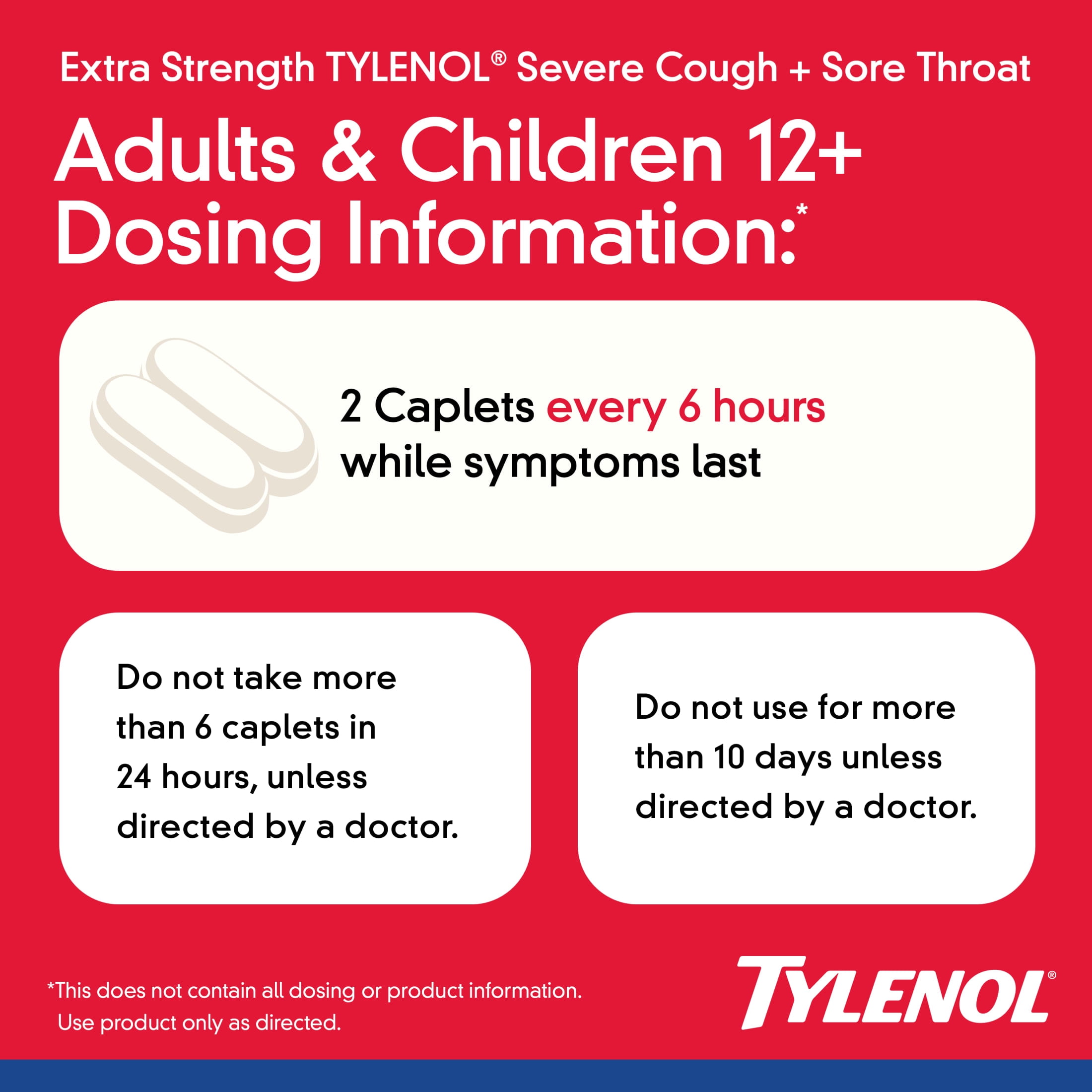 Tylenol Extra Strength Severe Cough + Sore Throat Caplets, 24 Count