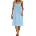 thumbnail image 4 of Chemise de Nuit pour Femmes, Robe Décontractée Unie Sans Manches à Col Rond et Dos Nu, Robe Douce pour la Maison Ou les Vacances, 4 of 6
