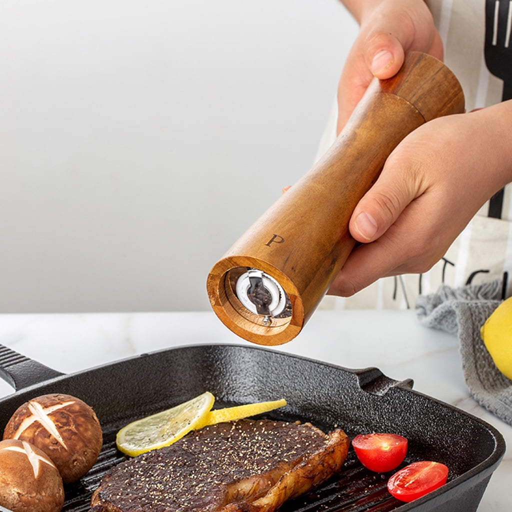 Wood Salt And Pepper Grinder Set Manual Pepper Grinder Mill with Spoon Grinder for BBQ