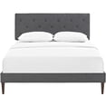 thumbnail image 4 of Tarah King Fabric Platform Bed with Squared Tapered Legs Gray, 4 of 6