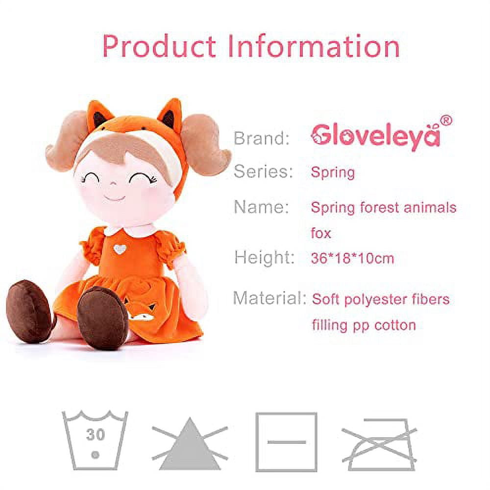 Gloveleya Fox Doll Baby Dolls Girl Gifts Soft Plush Fox Toy 14" with Gift Box