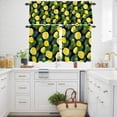thumbnail image 3 of Yellow Lemons Kitchen Curtains Valances and Tiers Set of 3 Green Leaf Black Background Summer Fruit Tier Curtains and Valance with Rod Pocket for Small Windows, 27.5"x24", 3 of 9