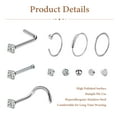 thumbnail image 5 of Designice 21Pcs Nose Rings L Shaped Nose Studs 20G Hoop Nose Rings for Women Nose Piercing Jewelry, 5 of 8
