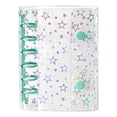 thumbnail image 2 of Holographic Star Clear A7 Binder Notebook Cover, 6 Ring Refillable Loose Leaf Mini Planner Cover, Glitter Transparent PVC Binder with Snap Closure for Cash Envelope Budgeting Scrapbooking, 2 of 7