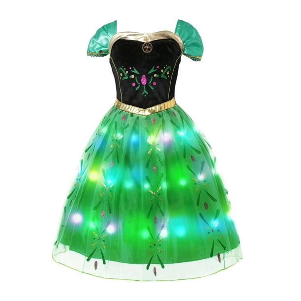Robe de princesse Disney avec lumière LED pour fille, vêtements de fête  d'anniversaire pour enfant, costume de cosplay d'Halloween, Elsa Anna  Aurora, Cendrillon Frozen 