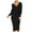Black, variant on JGGSPWM Women's Long Sleeve Knit Midi Dress Wrap Front Tie Waist V Neck Hip Wrap Warm Dresses Blue 2XL