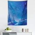 thumbnail image 1 of Winter Tapestry, Oil Painting of a Nighttime in a Cold Snowy Weather, Fabric Wall Hanging Decor for Bedroom Living Room Dorm, 5 Sizes, Persian Blue Azure Blue, by Ambesonne, 1 of 1