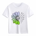 thumbnail image 4 of CPNG Girls Sunflower Shirts Cute Summer Round Neck T-Shirt Floral Graphic Short Sleeve Tees Tops Casual Clothes(White,3-4 Years), 4 of 5