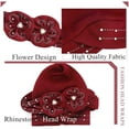 thumbnail image 6 of Beanie Cap Head Wrap Rhinestones Head Scarf Flower Pearls Twisted Head Turban for Women Girls, 6 of 7